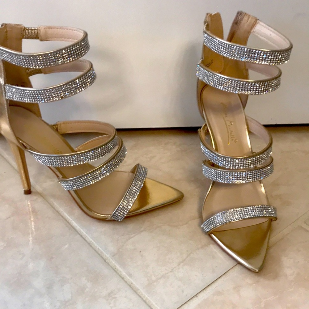 Rhinestone heels gold